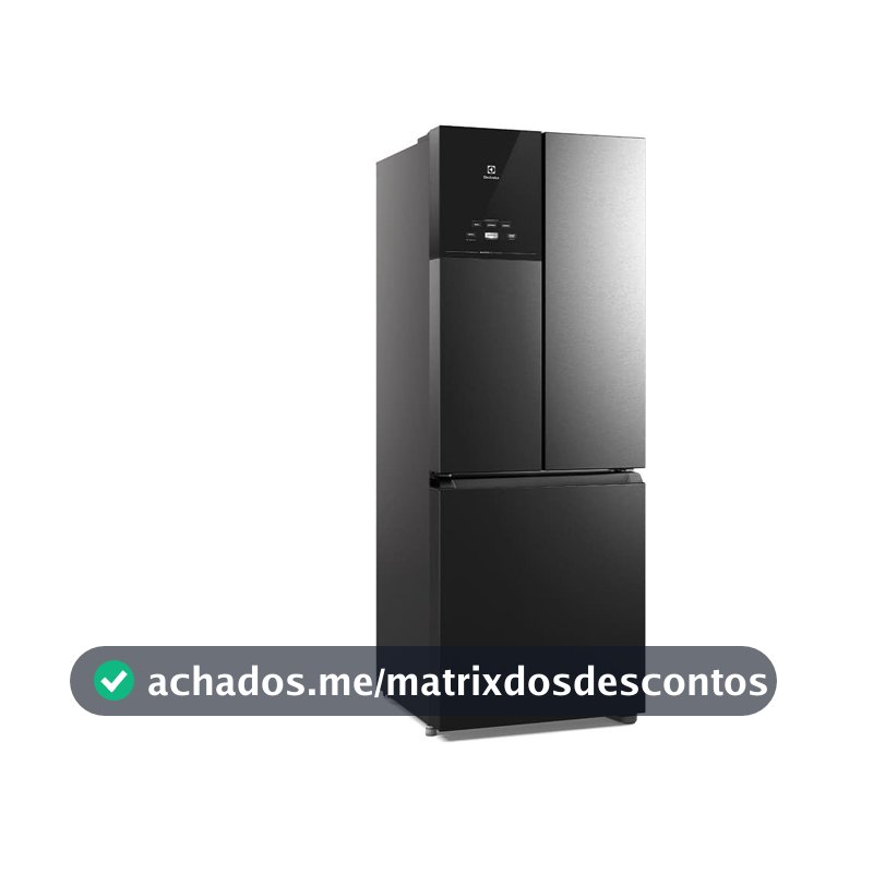 Geladeira Electrolux Frost Free Inverter 480L Efficient AutoSense 3 Portas Black Inox Look (IM7B) 127V