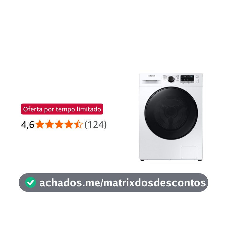 Samsung Lavadora de Roupas Digital Inverter Porta Black WW11T Branca 11kg 220V