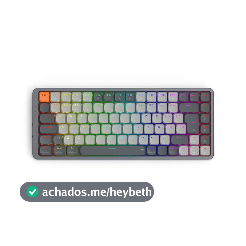 TECLADO MECANICO GAMER REDRAGON AZURE RGB PRETO E CINZA SWITCH MARROM