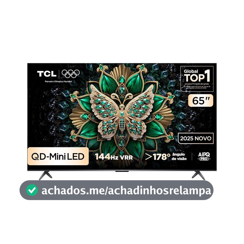 Smart TV TCL 65 Polegadas QD-Mini LED 4K C6K WiFi Bluetooth Google TV 4 HDMI 144Hz HDR10+ 65C6K