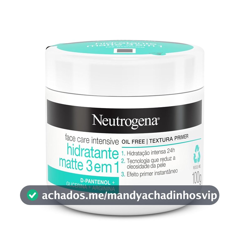 Creme Hidratante Facial Matte 3 em 1 Neutrogena, Sem Perfume, 100g