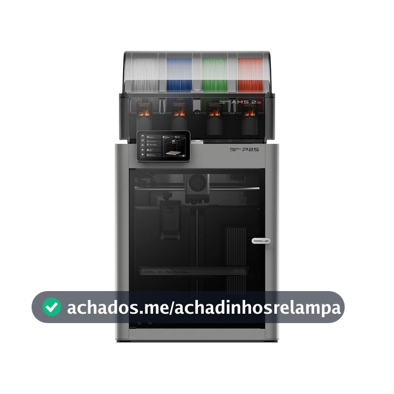 Impressora 3D Bambu Lab P2S Combo 110V Cinza com AMS 2 Pro, CoreXY, Volume 256x256x256mm, Gabinete Fechado, Bico 0,4mm