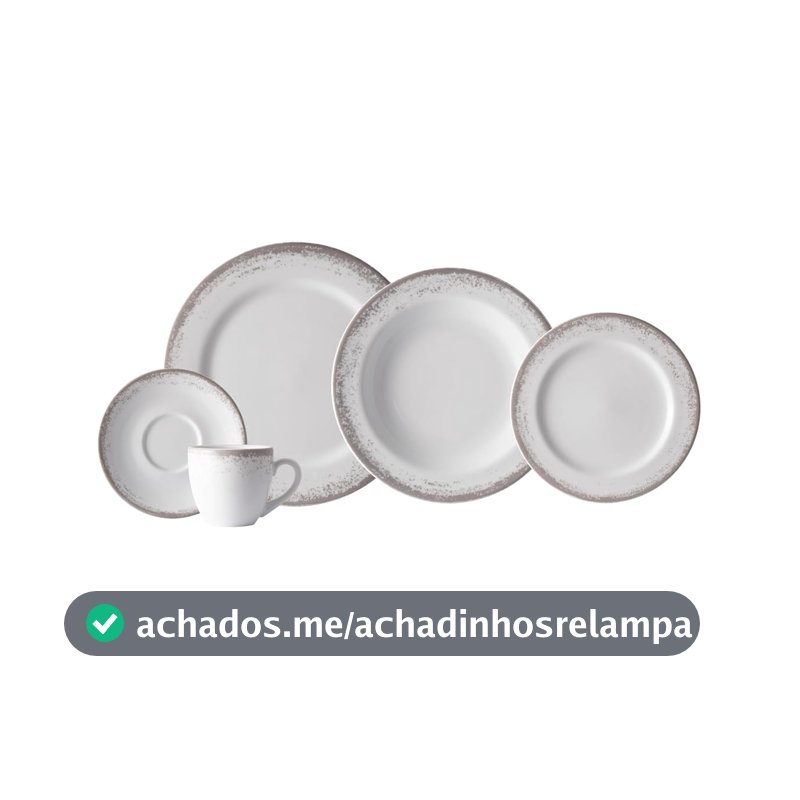 Serviço de Jantar e Chá 20 Peças em Porcelana, Decoração Névoa Cinza, Porcelana Schmidt