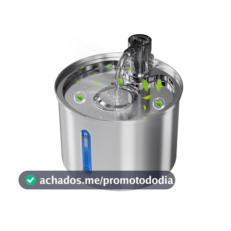 Bebedouro para Gatos, 3L Fonte Gato Inox Comedouros, Bebedouros e Acessorios para Gatos, Silenciosa, Bivolt