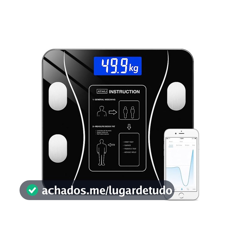 Balança Corporal Bioimpedância Premium Com Visor Inteligente Bluetooth Composição Corporal Peso Controle da Sua Saúde Completo Com Aplicativo