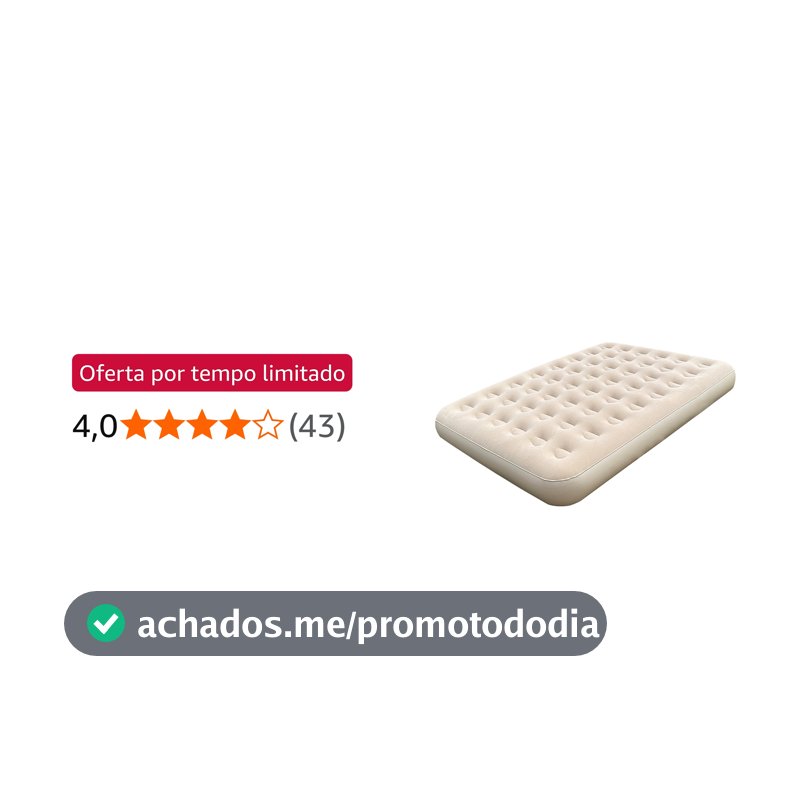 Colchão Inflável Casal - Colchão de Ar para Camping, Casa e Visitas - 186x150x22cm - Estrutura Honeycomb Reforçada (Bege)
