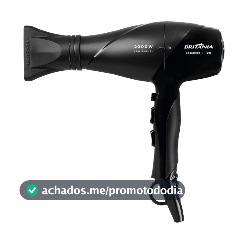 Britânia Secador de Cabelos Preto 2000W BSC2000 220V Bocal Concentrador Metal