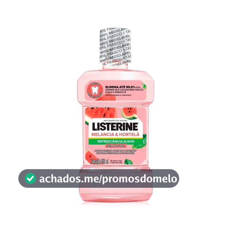 Enxaguante Bucal Listerine, Sem Álcool, Melancia e Hortelã, 250ml