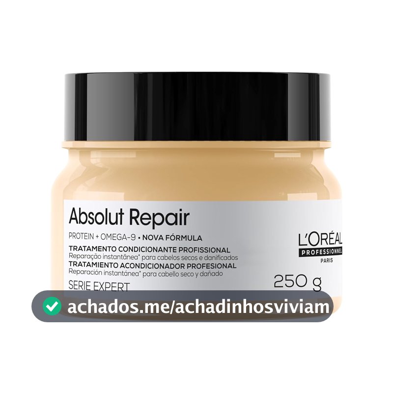 L'Oréal Professionnel Máscara Capilar Absolut Repair, Tratamento Capilar Proteico Para Nutrição Profunda, Hidrata, Repara Danos e Acrescenta Brilho, Para Cabelos Secos e Danificados