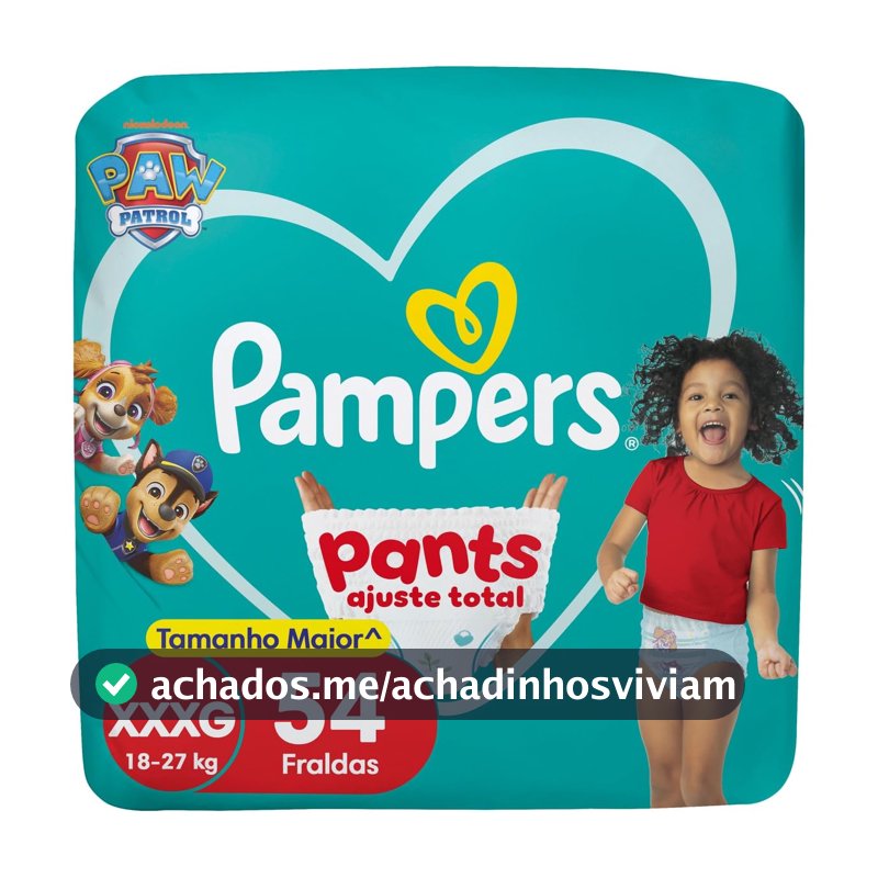 Fralda Pampers Pants Ajuste Total Tamanho XXXG, 54 Unidades