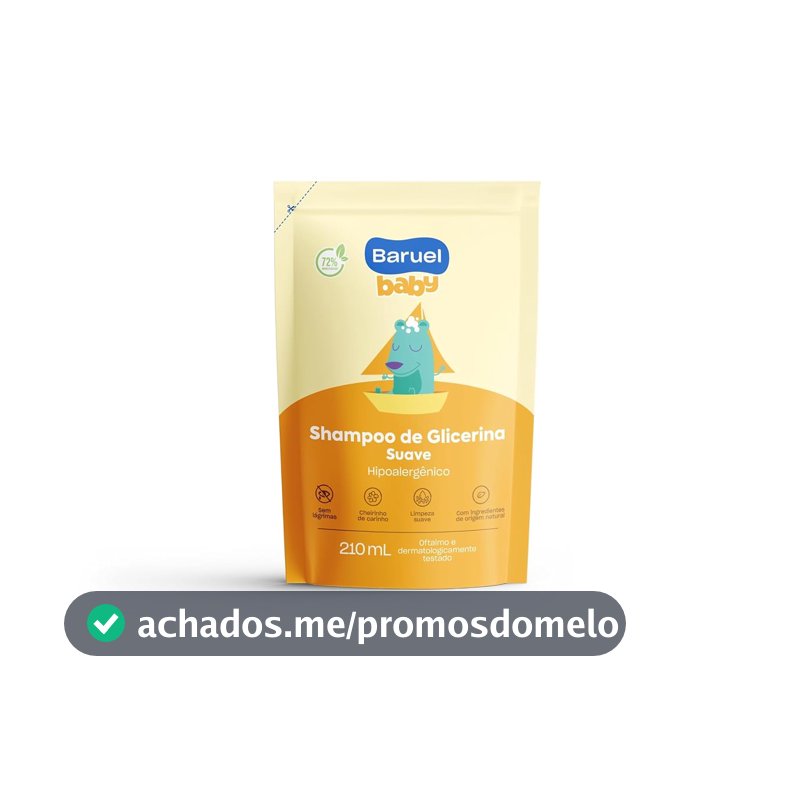 Shampoo Infantil Glicerina Suave Refil 210ml – Baruel Baby