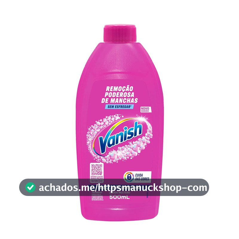 Tira Manchas Líquido Vanish Oxi Action Pink 500ml para Roupas Coloridas. Sem Cloro, Remove Manchas sem Danificar o Tecido, Preserva as Cores e Deixa as Roupas com Aparência de Novas.