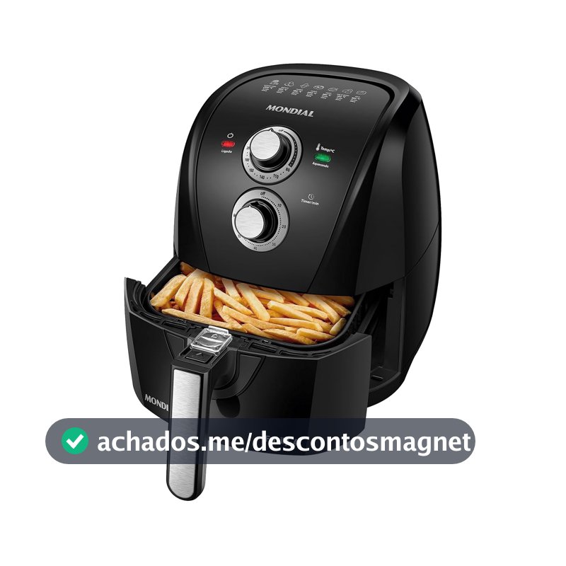 MONDIAL Fritadeira Sem Óleo Air Fryer 4L, Preto/Prata, 1500W, 110V - AFN-40-BFS