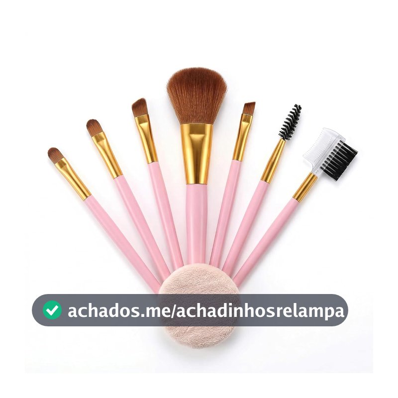 Conjunto 9 Pincéis de Maquiagem para Olhos: Sombra, Sobrancelha, Lábios, Cílios e Esponja de Pó Compacto, Embalagem de Viagem em Caixa de Presente (Rosa)