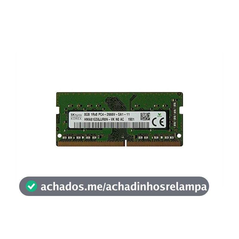 Memória p/Notebook Hynix 2X8GB (16Gb) PC4-21300 DDR4-2666MHz 260-Pin SODIMM 1.2V - HMA81GS6CJR8N-VK