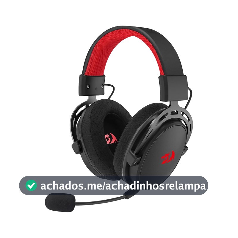 Headset Gamer Redragon Cragblade Pro Preto Sem Fio Bluetooth, USB 2.4GHz USB, 3.5mm Drivers 50mm Microfone Duplo 7.1 Surround Virtual PC, PS3, PS4, PS5, XBox One, Switch