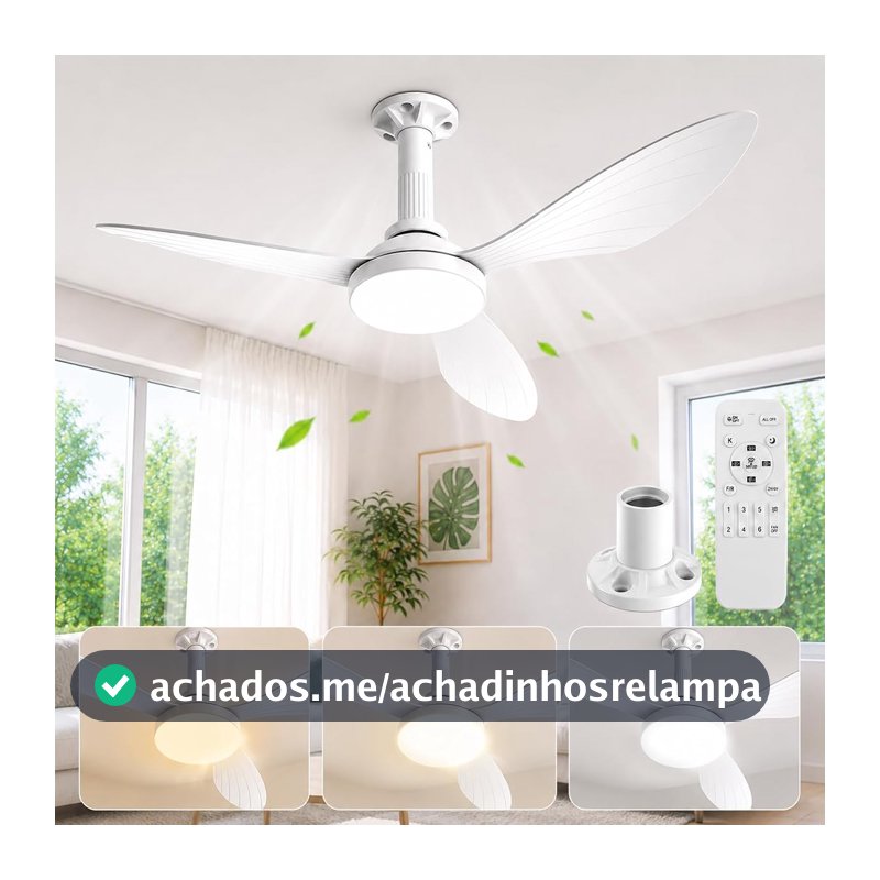 Airwit Ventilador de Teto com Luz 36", Fluxo Potente, Instalação Fácil