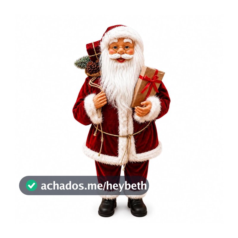 Papai Noel Decorativo Extra Grande 1 Metro de Altura Natal Luxo Enfeite Natalino Premium para Decoração Residencial Comercial Festas Eventos Shopping Sala Entrada Casa
