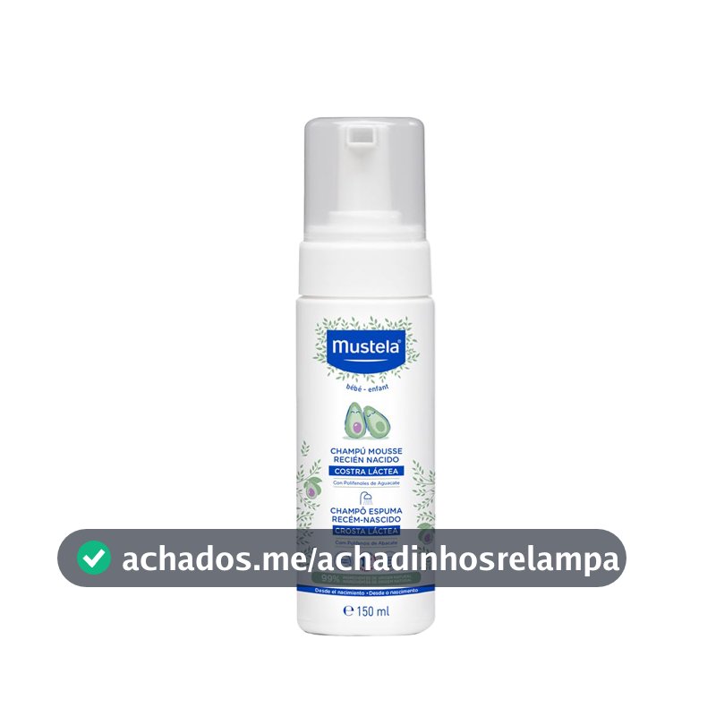 Mustela Shampoo Recém-Nascido 150 ml - Xampu textura Espuma, Previne e Elimina a Crosta Láctea dos Bebês - Vegano, feito com 99% de ingredientes de origem natural - Mustela Bebê e Criança