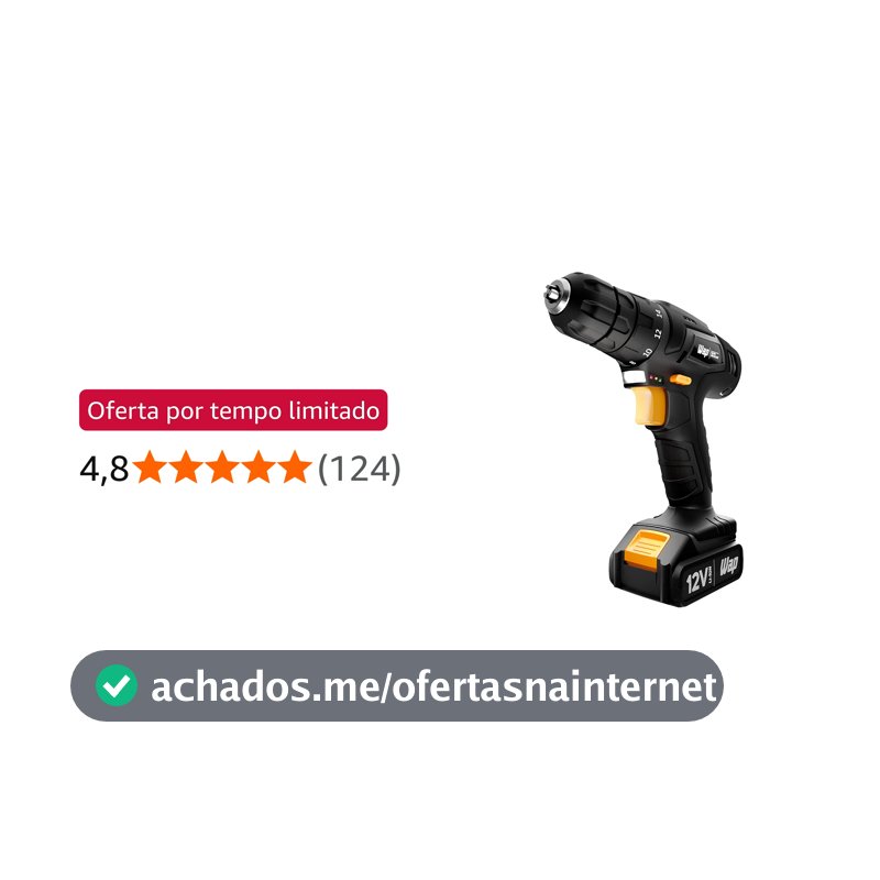 WAP Parafusadeira e Furadeira a Bateria Li-Ion 12V BPF 12K3 BLACK Carregador Bivolt com Maleta e Kit de 13 Acessórios