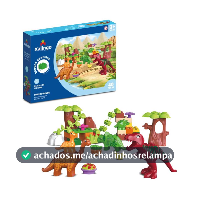 Xalingo Blocos de Montar Mundo Dinos 40 Peças Grandes