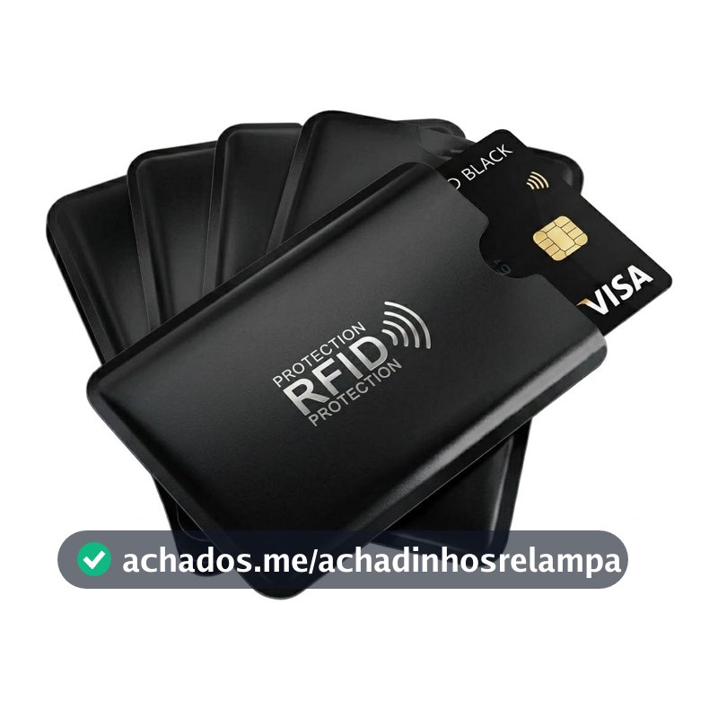 Kit 5 Capas Protetoras para Cartão RFID/NFC Anti-Furto – Bloqueio 100% Alumínio Blindado – Proteção para Crédito, Débito e Bancário (Preto)