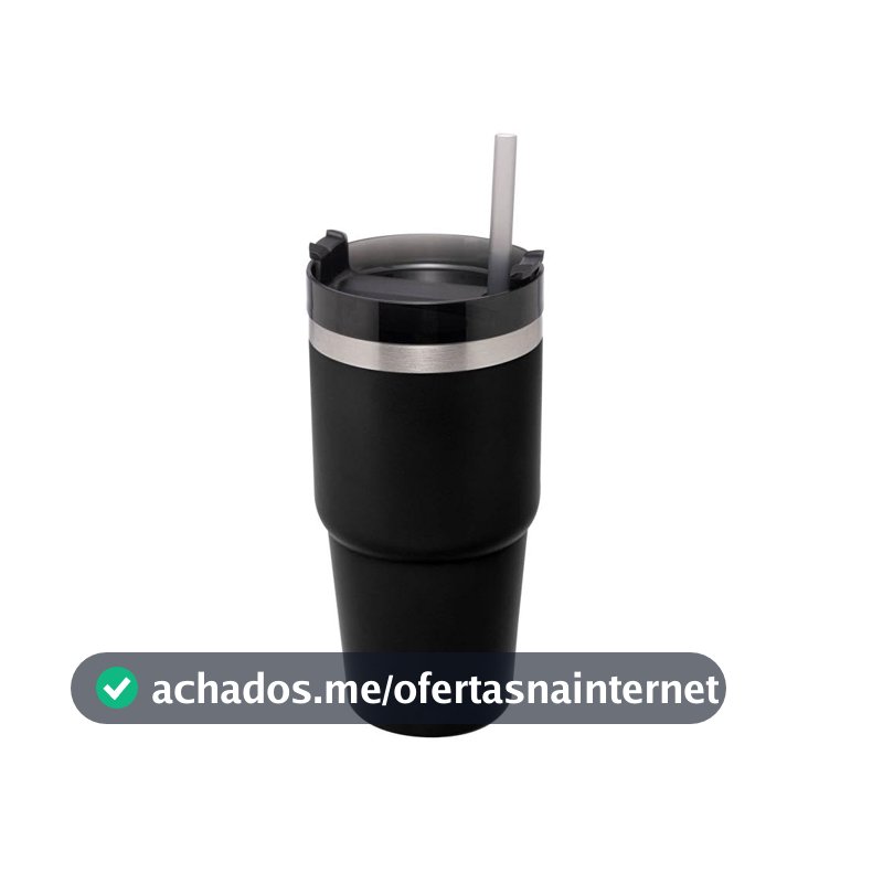 WOLFF - Copo Térmico Parede Dupla SlimTerm com Base Ergonômica e Canudo Preto 590ml