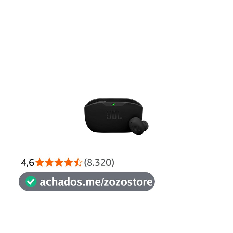 Fone de Ouvido Sem Fio, JBL, Bluetooth, Wave Buds 2, Intra Auricular, Sem Fio, Resistente À Água e Poeira - Preto