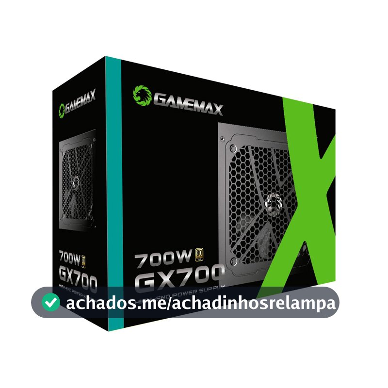 Fonte Gamemax GX700, 700W, 80 Plus Gold, PFC Ativo, Preto