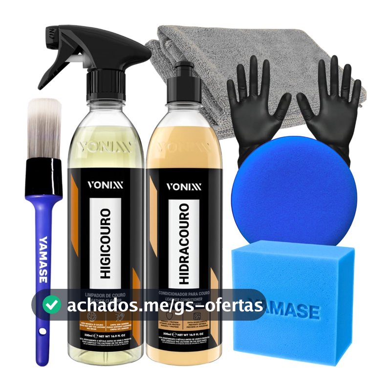 Kit Limpeza Hidratação Couro Vonixx Limpa e Hidrata Bancos Jaquetas Acessórios