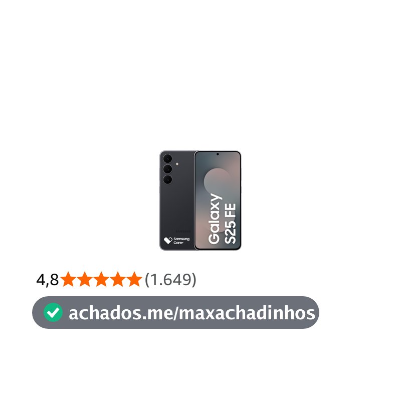 Celular Samsung Galaxy S25 FE 5G, 256GB, 8GB, Câmera Tripla - Jet Black