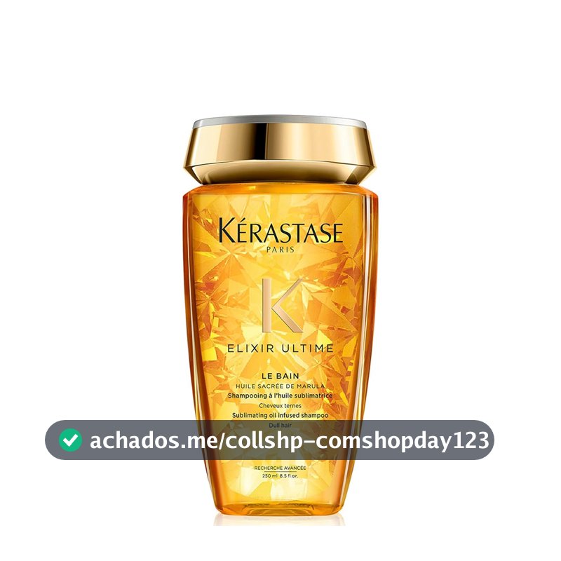 Kérastase Elixir Ultime Le Bain Shampoo 250ml para Cabelos Opacos, com Óleos de Marula e Camélia, Nutrição Profunda, Ação Antifrizz e Reparação da Fibra Capilar
