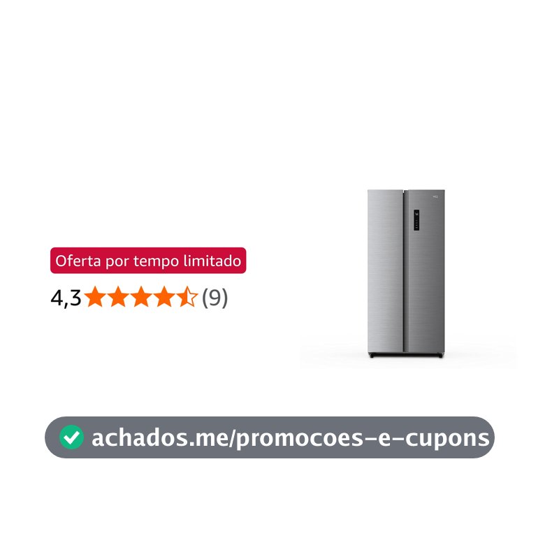 Geladeira Refrigerador HQ Frost Free Side By Side 480 Litros Inox HQ-480SBSFFK (127V)