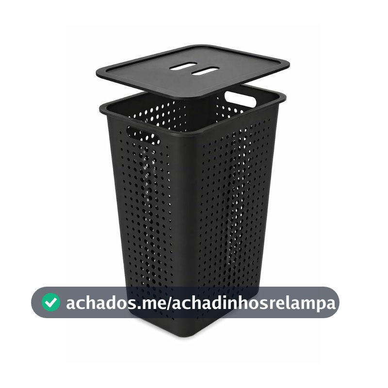 Ou Cesto de Roupas com Tampa 47L Preto
