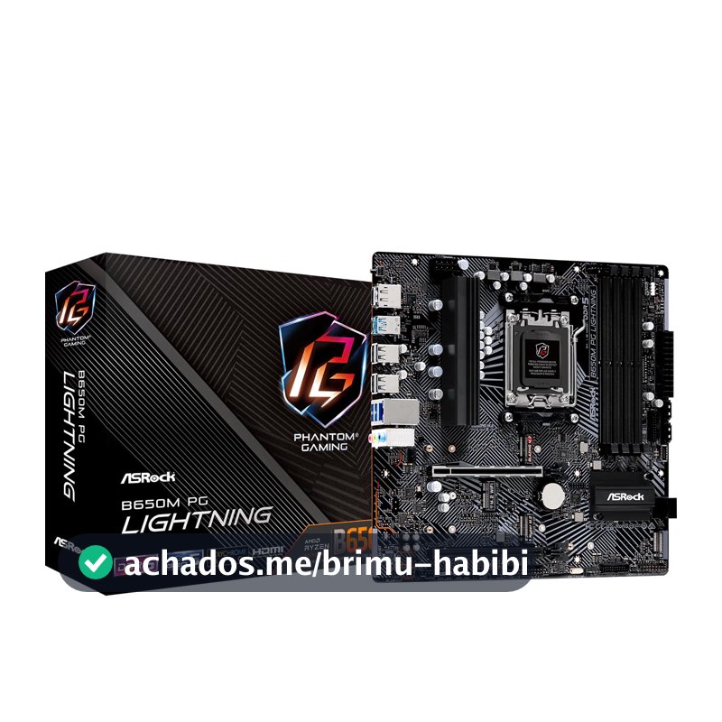 Placa Mãe Asrock B650M PG LIGHTNING (AM5/4xDDR5/HDMI/DP/M.2/USB 3.2)