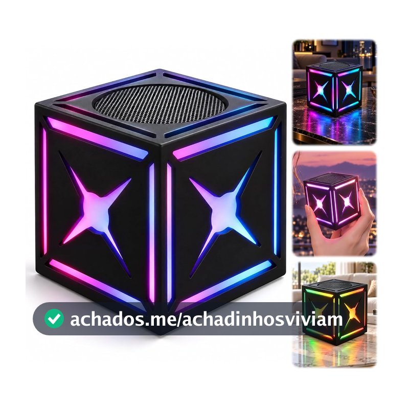 Mini Caixa de Som Bluetooth 5W com RGB TWS Pareamento Estéreo Áudio Hi-Fi Portátil para Caminhada Ciclismo Viagem Preto