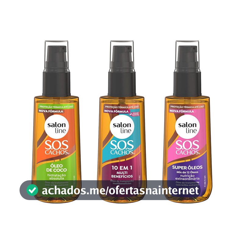 Salon Line, Kit 3 Óleos de Tratamento, Coco, Super Óleos e Multibenefícios - Para Cabelos Ondulados, Cacheados e Crespos