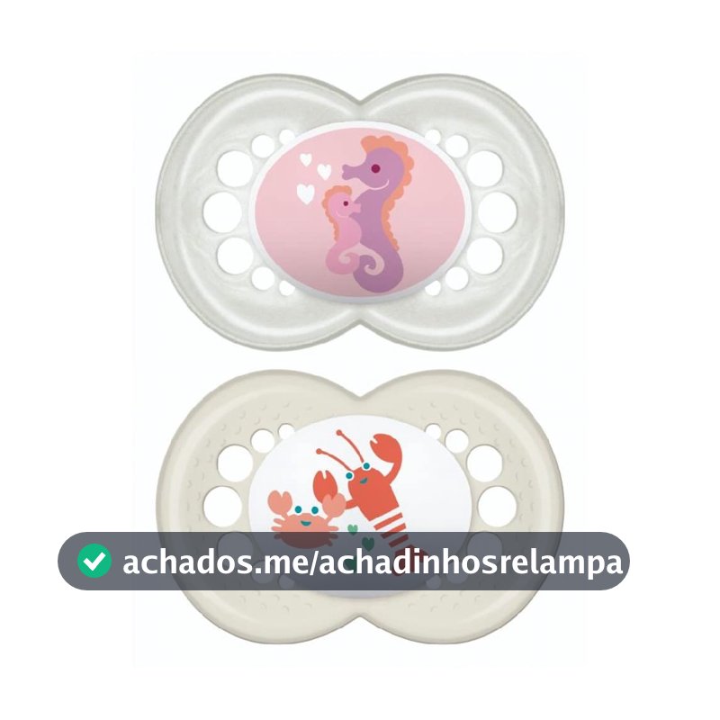 MAM Baby Kit Com 2 Chupetas Original Com Bico Simétrico de Silicone SkinSoft para Crianças 6+ Meses Autoesterilizável em 3 Minutos, Rosa e Laranja