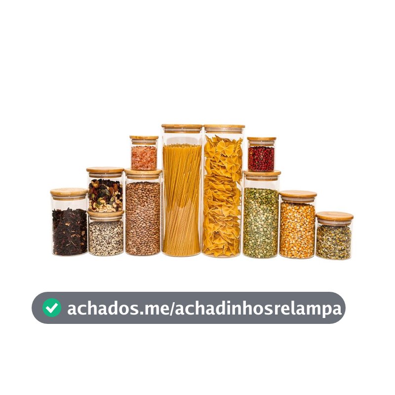 Oikos - Kit 11 Potes de Vidro Herméticos Redondos com Tampa de Bambu