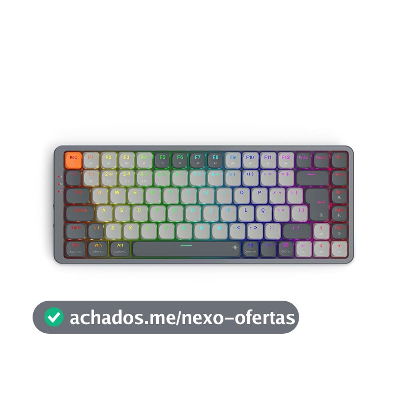 Teclado Mecânico Gamer Redragon Azure RGB Pro Preto Cinza Switch Marrom Sem Fio Bluetooth K652GG-RGB-PRO