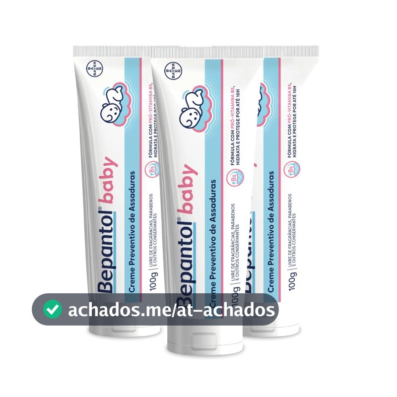Kit 3 Cremes Pomadas de Assaduras Vit B5 com 100g cada, Total 300g - Bepantol Baby