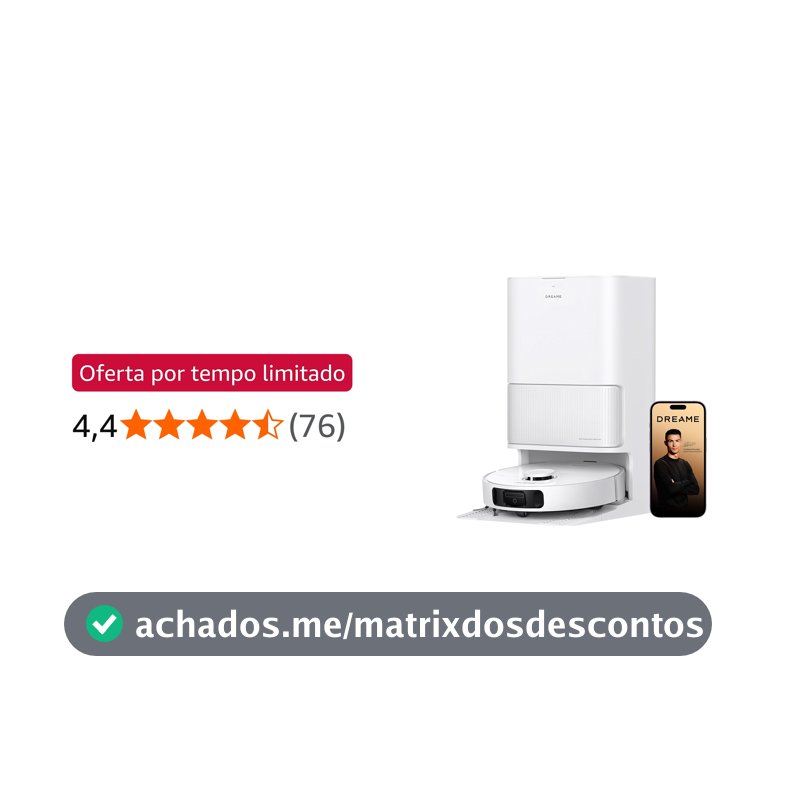 Dreame D20 Ultra Aspirador robô e Mopa, Sucção 13.000Pa, esvaziamento automático, limpeza automática da mopa, elevação da mopa, detecção ultrassônica de tapetes, fácil manutenção, 127v