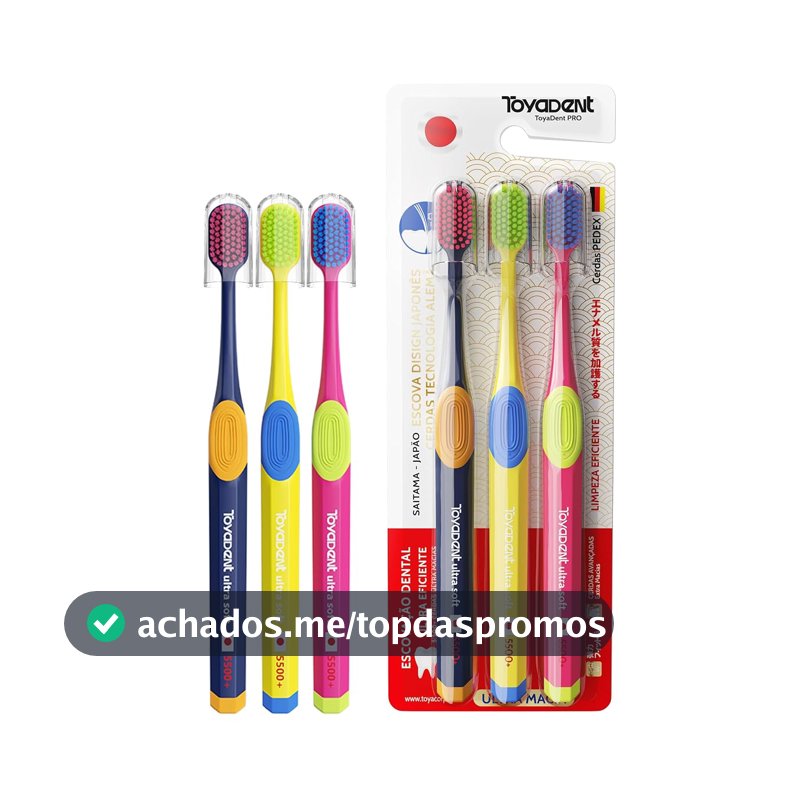 TOYADENT Escova de Dente Adultos, 5500 Cerdas Macia, Kit Família 3 Unidades