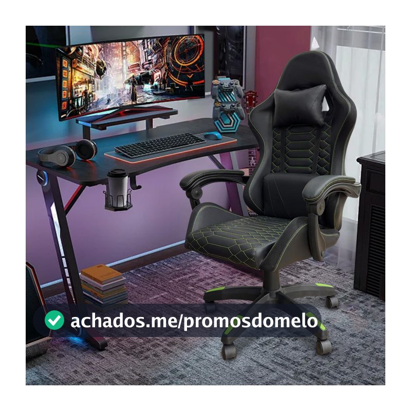 Cadeira Gamer Ergonômica com Estrutura Reforçada, Reclinação 90°-150°, Apoio de Braço Sincronizado e Suporte Lombar Ajustável – Conforto para Jogos e Home Office