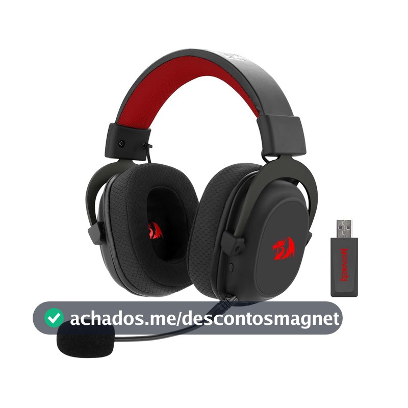 Headset Gamer Redragon Zeus Pro Preto Sem Fio 7.1 H510-PRO