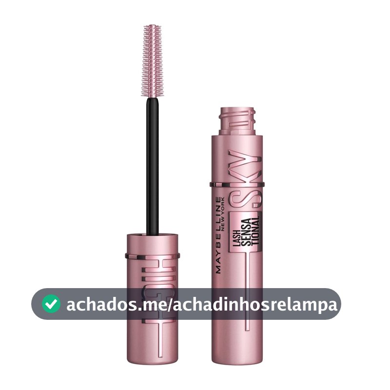 Maybelline NY Lash Sensational Sky High Máscara de Cílios Lavável, Escova Flexível, Alongamento Sem Limites com Extrato de Bambu e Fibras, Impacto de Todos os Ângulos, Preto 7,2ml