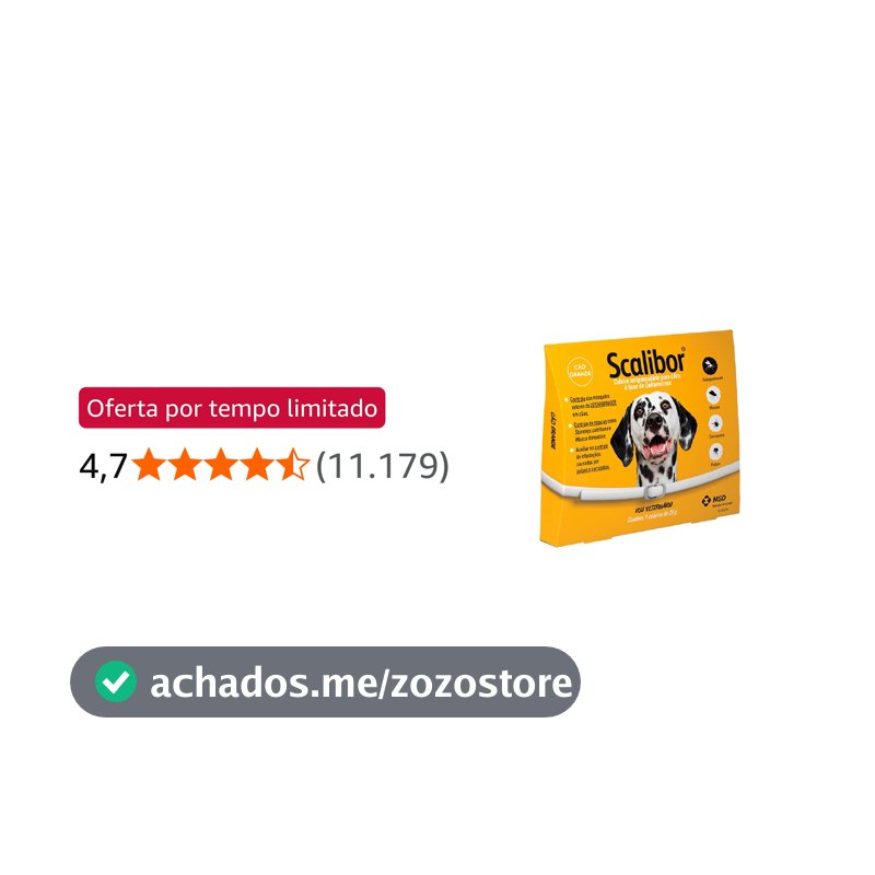 Scalibor® 25g - Coleira Antiparasitária contra mosquitos vetores da Leishmaniose - Cães porte grande 65cm - MSD Saúde Animal
