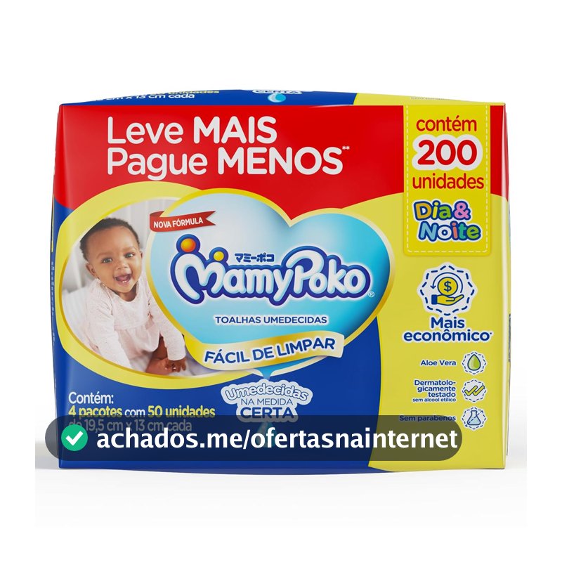 MamyPoko Lenços Umedecidos Dia&Noite 200 Unidades