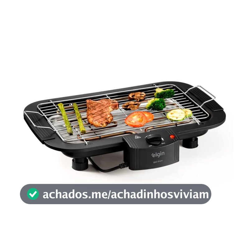 Churrasqueira Elétrica De Mesa Bbq Show Elgin 110V Com controle de temperatura, bandeja anti-fumaça e grelha removível