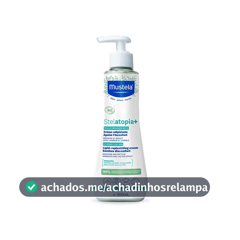 Hidratante Mustela Stelatopia+ Relipidante Antiprurido, 300ml, para Peles Secas e Atópicas, Sem Fragrância, Uso Familiar